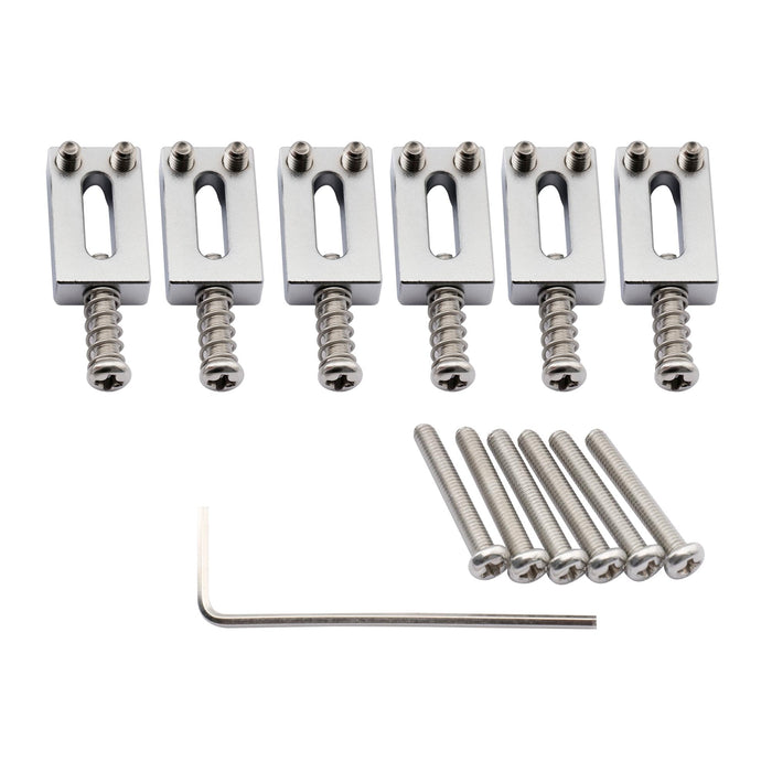 musiclily ultra 11 2mm modern style rectangle full solid brass saddles for vintage strat style electric guitar mx2372 6p, gold