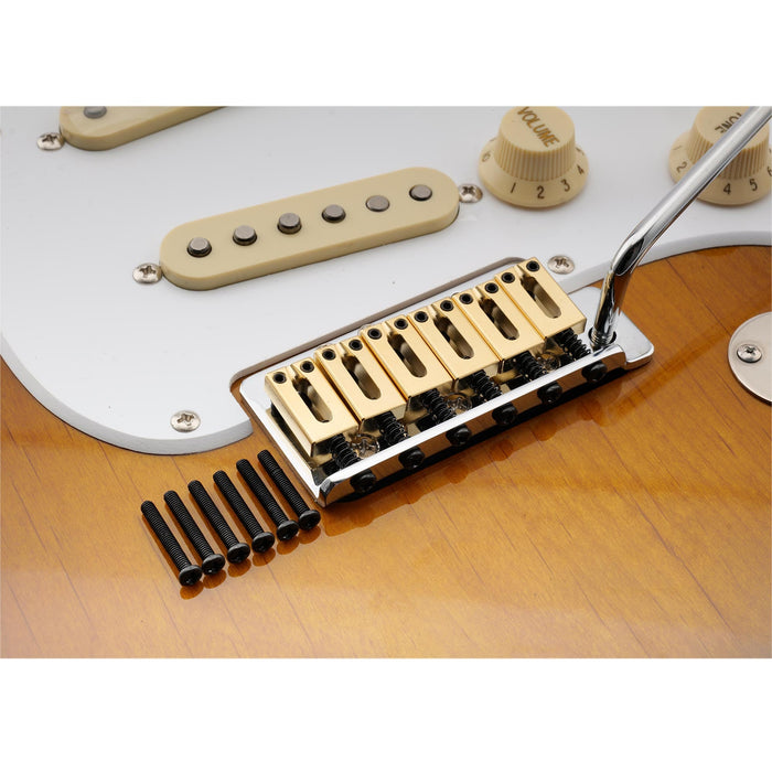 Musiclily Ultra 11.2mmピッチ モダン フルソリッド 真鍮 ブロックサドル Vintage Stratストラトエレキギター用 ブラック(6個セット)