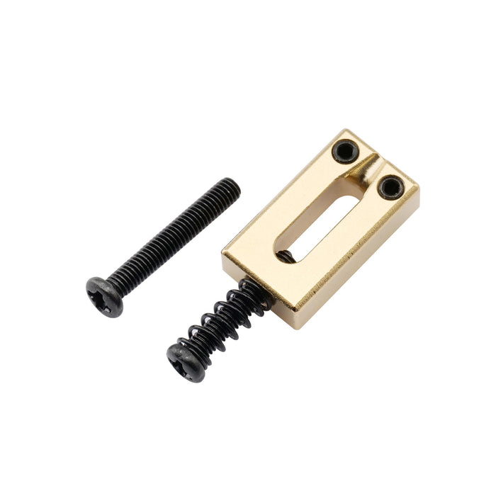 Musiclily Ultra 11.2mmピッチ モダン フルソリッド 真鍮 ブロックサドル Vintage Stratストラトエレキギター用 ブラック(6個セット)