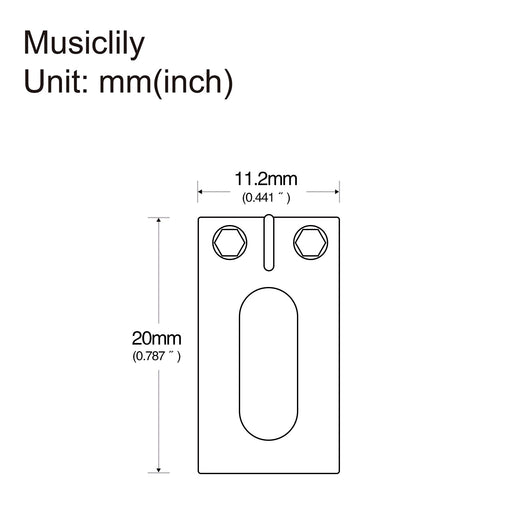 Dimensions of musiclily ultra 11 2mm modern style rectangle full solid brass saddles for vintagle strat style electric guitar mx2372nu 6