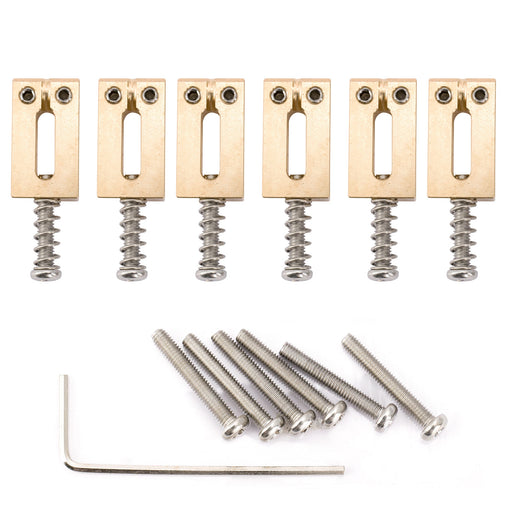 musiclily ultra 11 2mm modern style rectangle full solid brass saddles for vintagle strat style electric guitar mx2372nu 6