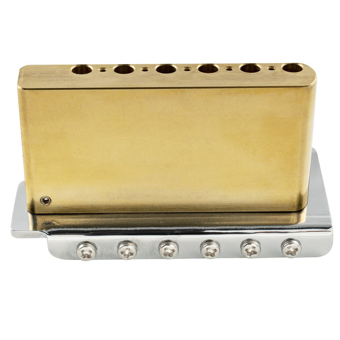 Musiclily Ultra 10.5mmピッチ 6点支持 スタンダード トレモロユニット ブリッジ ヴィンテージな鋼製プレスサドル 36mmソリッド真鍮ブロック 押し込み式アーム STストラトStratエレキギター用 ブラック