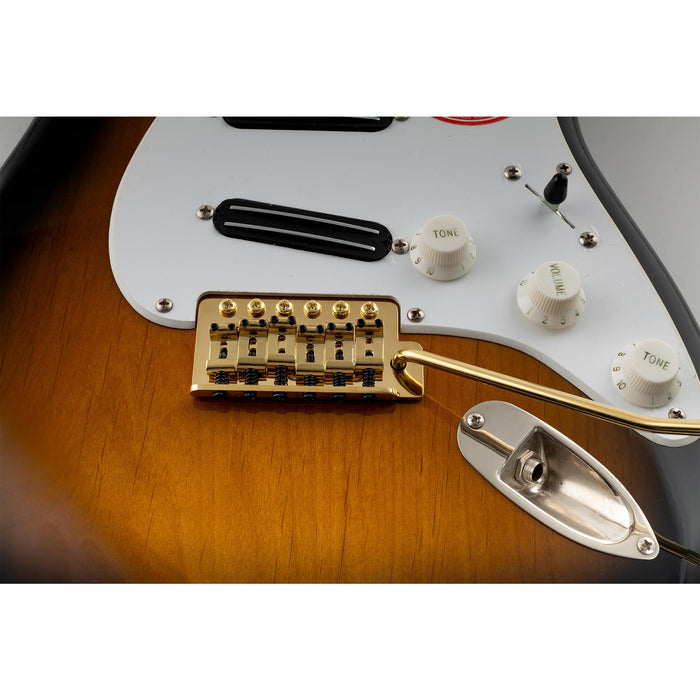 Musiclily Ultra 10.5mmピッチ 6点支持 スタンダード トレモロユニット ブリッジ ヴィンテージな鋼製プレスサドル 36mmソリッド真鍮ブロック 押し込み式アーム STストラトStratエレキギター用 ブラック