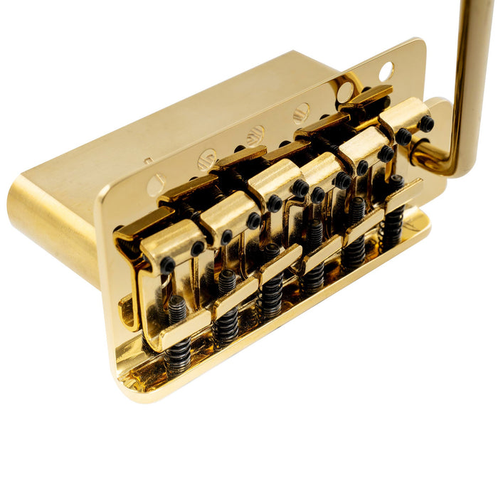 Musiclily Ultra 10.5mmピッチ 6点支持 スタンダード トレモロユニット ブリッジ ヴィンテージな鋼製プレスサドル 36mmソリッド真鍮ブロック 押し込み式アーム STストラトStratエレキギター用 ブラック