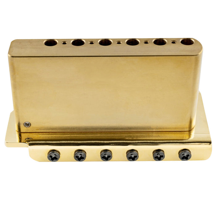 Musiclily Ultra 10.5mmピッチ 6点支持 スタンダード トレモロユニット ブリッジ ヴィンテージな鋼製プレスサドル 36mmソリッド真鍮ブロック 押し込み式アーム STストラトStratエレキギター用 ブラック