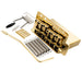 musiclily ultra 52 5mm2 1 16 inch standard 6 screw st tremolo bridge with vintage steel bent saddles 36mm solid brass block push in arm for strat style electric guitar mx2373bp, gold