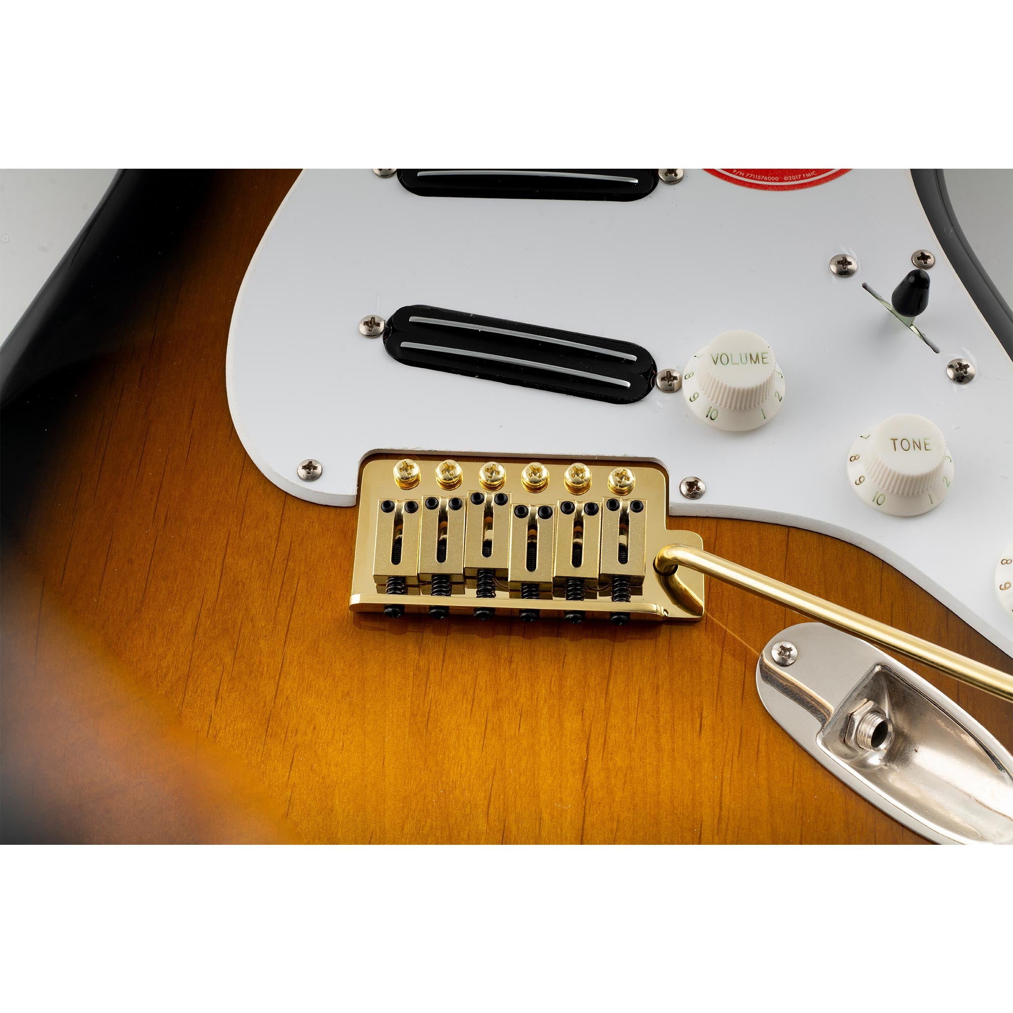 Musiclily Ultra BV007 52,5mm(2-1/16 Zoll) Standard 6-Schrauben ST Tremolobrücke mit modernen Messingsätteln 36mm massives Messingblock Push-In Arm für Strat-Style E-Gitarre