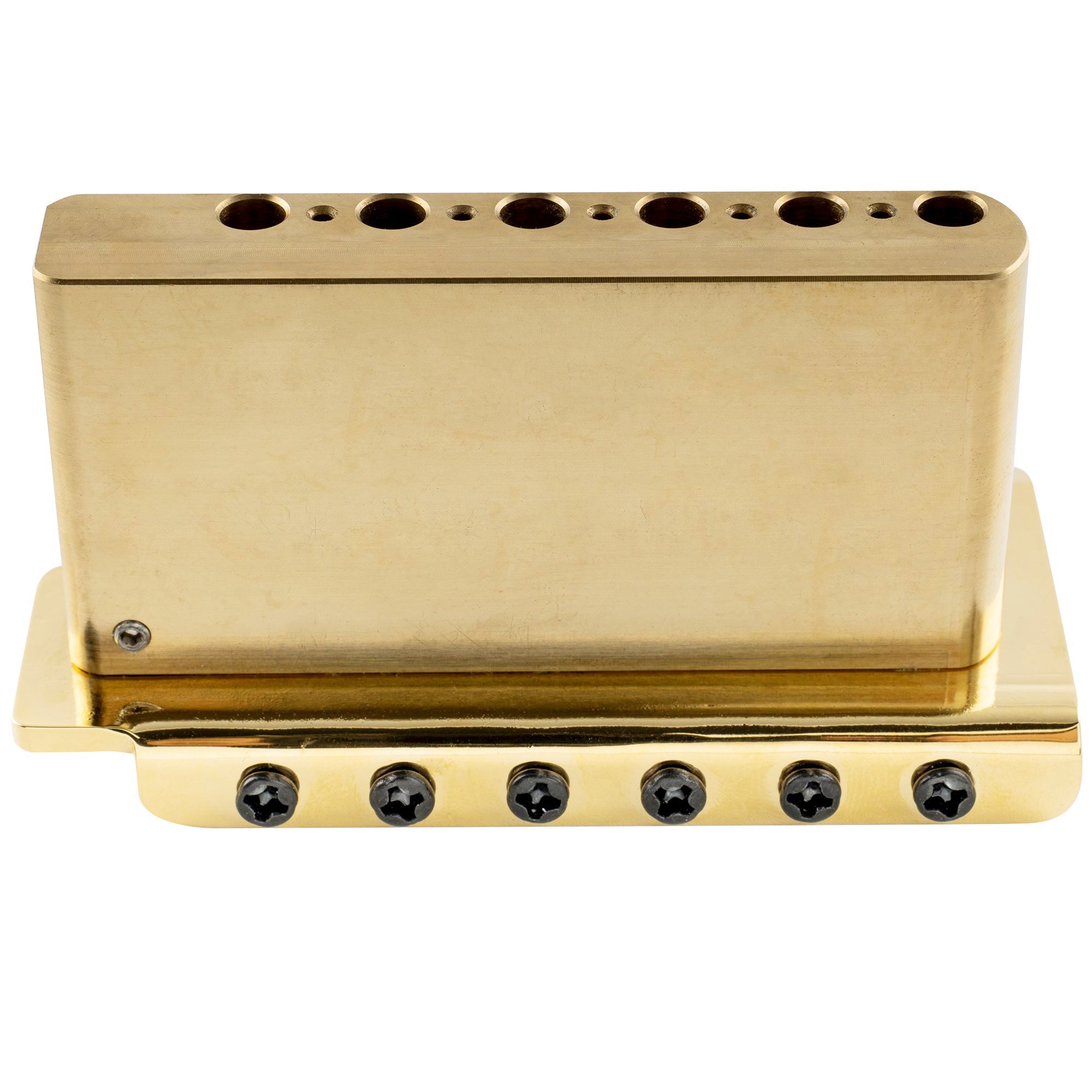 Musiclily Ultra BV007 52,5mm(2-1/16 Zoll) Standard 6-Schrauben ST Tremolobrücke mit modernen Messingsätteln 36mm massives Messingblock Push-In Arm für Strat-Style E-Gitarre