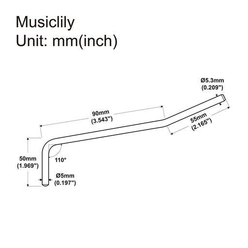 Dimensions of wilkinson wvp tremolo bridge 5mm steel push in tremolo arm whammy bar vibrato arm for strat style electric guitar mx2386p
