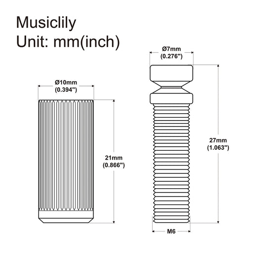 Dimensions of wilkinson wvp tremolo bridge mounting insert and stud mx2388nu 2