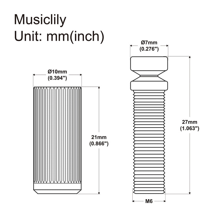 Dimensions of wilkinson wvp tremolo bridge mounting insert and stud mx2388nu 2