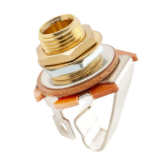 musiclily pro 1 4 inch 6 35mm 2 contact mono output jack socket for electric guitar bass mx2395p, gold