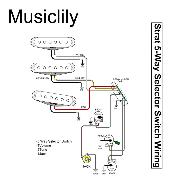 Musiclily Pro Interruttore a Lamina per Chitarra di Stile Strat Importato 5 Vie MX2398 Istruzioni
