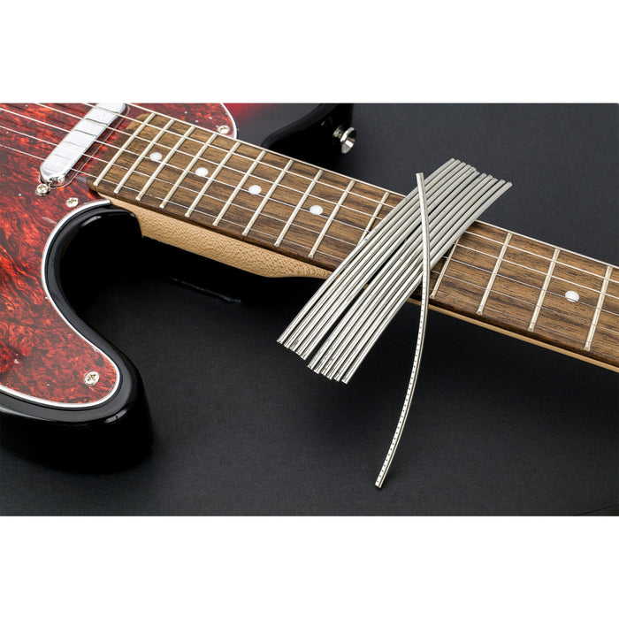 Application of sintoms e280140 e290130 elite series nickel silver extra hard 2 8mm 2 9mm jumbo fret wire set for ibanez esp jackson hard rock metal guitar mx2416