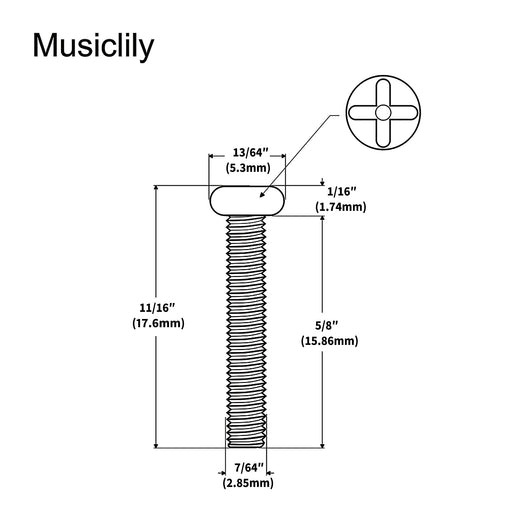 Dimensions of musiclily pro unc 4 40x5 8 inch stainless steel saddle intonation screws for american electric guitar bass bridge mx2473 6
