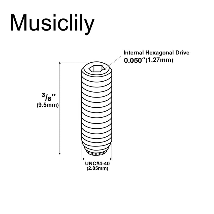 Dimensions of musiclily pro unc 4 40 3 8 inch steel saddle height adjustment screws for american electric guitar bass bridge mx2480 12