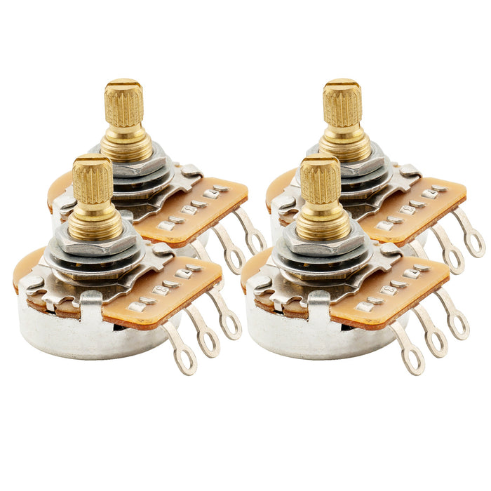 musiclily pro hd a250k full brass metric coarse 18 spline split short shaft pot audio taper potentiometer for electric guitar bass mx2500, 4 pcs