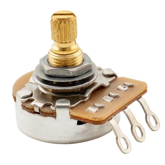 Wholesale-Musiclily Pro HD A250K Vollmessing-Potentiometer, metrisch grob, 18-Spline, geteilte kurze Achse, Audio-Taper, für E-Gitarre und Bass