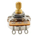 detail of musiclily pro hd a250k full brass metric coarse 18 spline split short shaft pot audio taper potentiometer for electric guitar bass mx2500