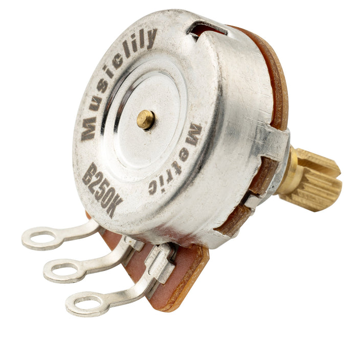 Musiclily Pro HD B250K Potenciómetros de Latón Métricos Eje Corto Ranurado 6.5mm Taper Lineal para Guitarra Eléctrica Bajo (Set de 10)