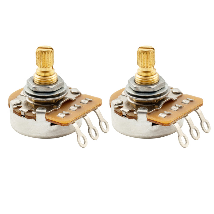 Musiclily Pro HD B250K Full Brass Metric Coarse 18-Spline Split Short Shaft Pots Linear Taper Potentiometers for Electric Guitar Bass (Set of 2)