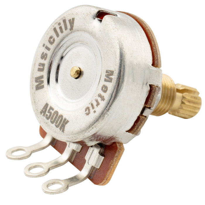 Wholesale-Musiclily Pro HD A500K Vollmessing Potentiometer, metrisch, grob 18-Zahn, Split-Welle, Audio-Taper, für E-Gitarre und Bass