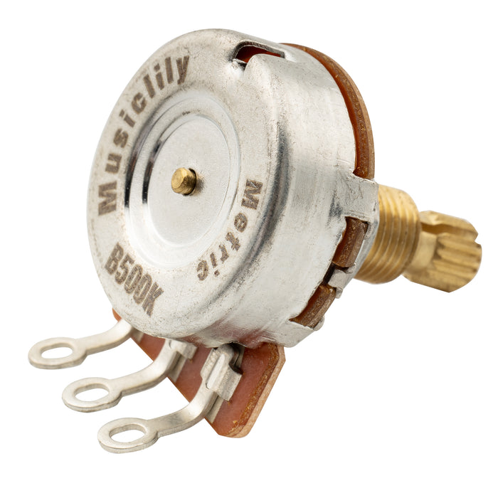Wholesale-Musiclily Pro HD B500K Vollmessing Potentiometer, metrisch, grob 18-Zahn, Split-Welle, Linear-Taper, für E-Gitarre und Bass
