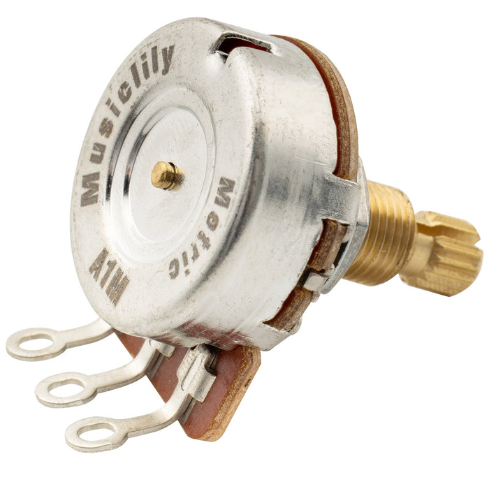 Musiclily Pro HD A1M Pots Brass Metric Split Standard Shaft 9.5mm Audio Taper Potentiometers for LP/SG/Offset Style Electric Guitar Bass (Set of 4)