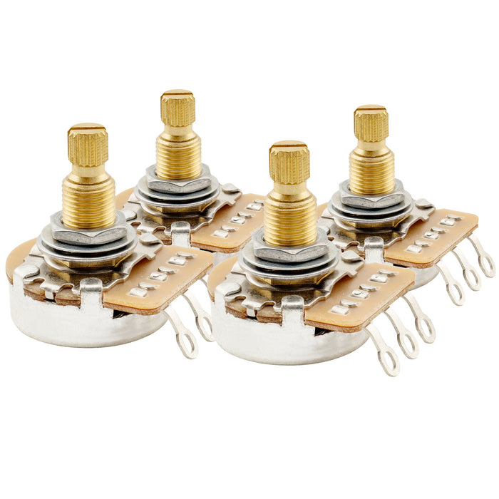 Musiclily Pro HD A1M Pots Brass Metric Split Standard Shaft 9.5mm Audio Taper Potentiometers for LP/SG/Offset Style Electric Guitar Bass (Set of 4)