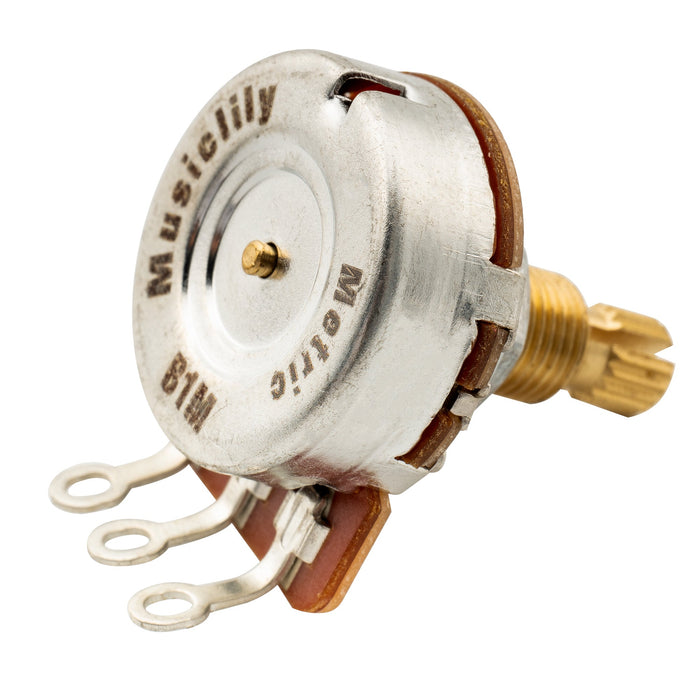 Musiclily Pro HD B1M Pots Brass Metric Split Standard Shaft 9.5mm Linear Taper Potentiometers for LP/SG/Offset Style Electric Guitar Bass (Set of 4)