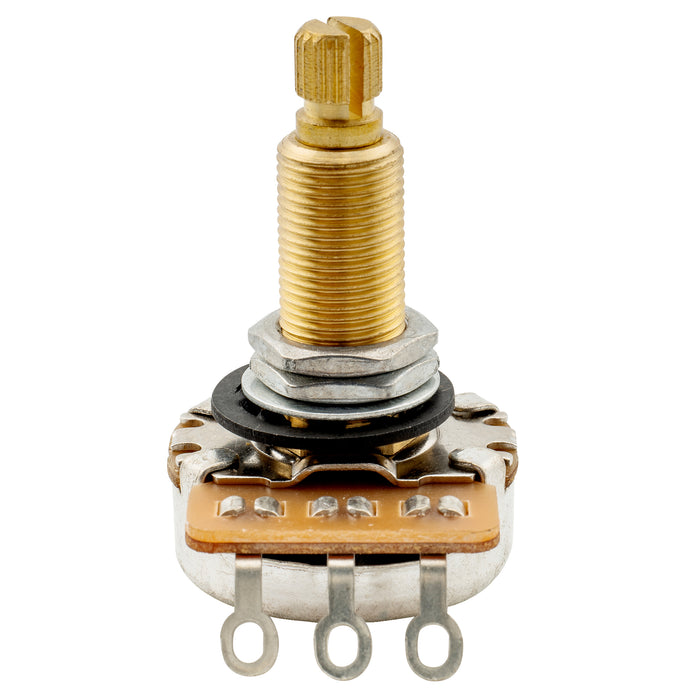 Großhandel-Musiclily Pro HD A500K Vollmessing metrischer grobverzahnter 18-Spline Split Long Shaft Poti Audio-Taper-Potentiometer für E-Gitarre Bass