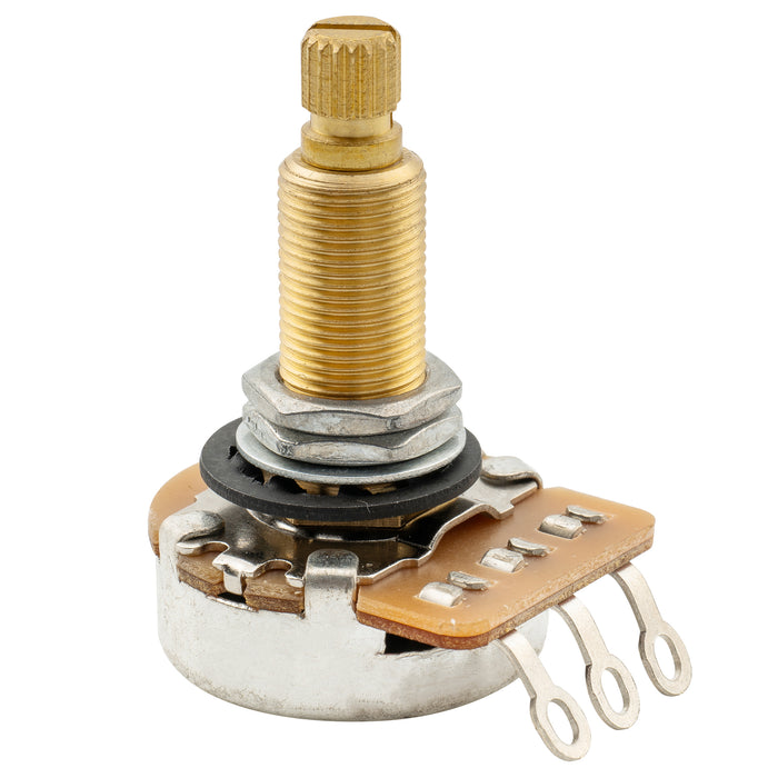 Großhandel-Musiclily Pro HD A500K Vollmessing metrischer grobverzahnter 18-Spline Split Long Shaft Poti Audio-Taper-Potentiometer für E-Gitarre Bass