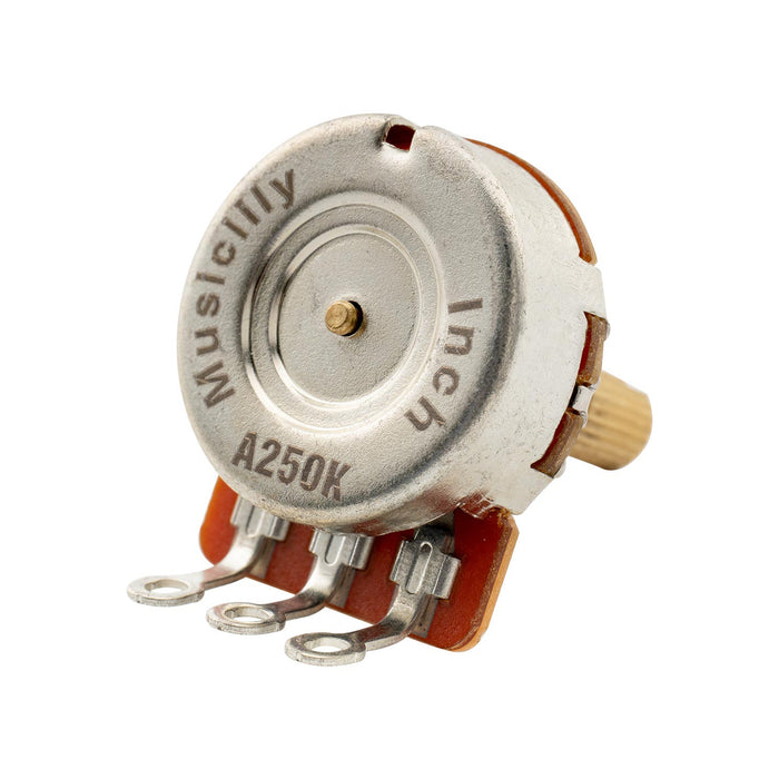 Musiclily Pro HD A250K Pots Brass Standard Split Shaft 3/8 Inch Audio Taper Potentiometers for Electric Guitar Bass (Set of 10)