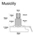 Dimensions of musiclily pro hd a250k full brass inch size fine 24 spline split shaft pot audio taper potentiometer for electric guitar bass mx2516