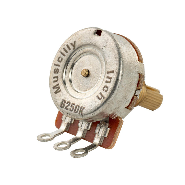 Musiclily Pro HD B250K Pots Brass Standard Split Shaft 3/8 Inch Linear Taper Potentiometers for Electric Guitar Bass (Set of 10)