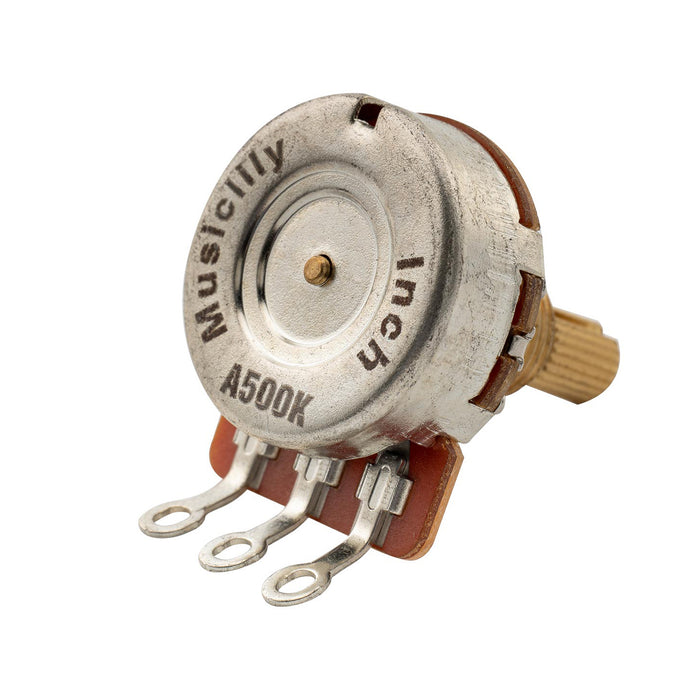 Großhandel-Musiclily Pro HD A500K Vollmessing Zollgröße feine 24-Zahn geteilte Welle Poti Audio-Taper-Potentiometer für E-Gitarre Bass