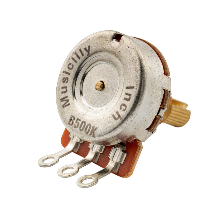 Al por mayor-Potenciómetro Musiclily Pro HD B500K de latón macizo, tamaño en pulgadas, eje partido fino de 24 estrías, conicidad lineal para guitarra eléctrica y bajo