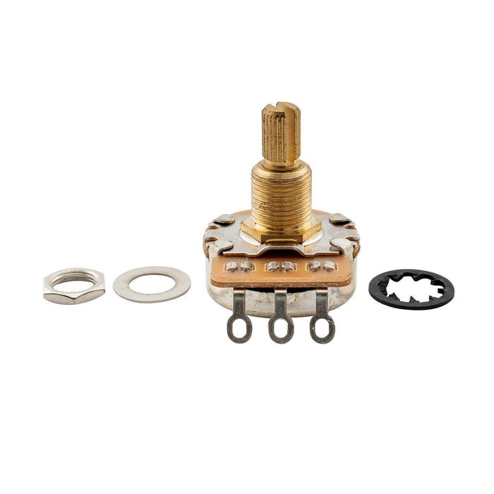 detail of musiclily pro hd 25k full brass inch size fine 24 spline split shaft pot audio linear taper potentiometer for electric guitar bass mx2520