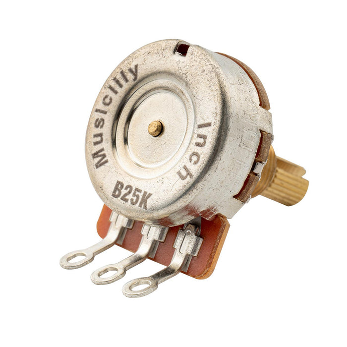 Musiclily Pro HD B25K Pots Brass Standard Split Shaft 3/8 Inch Linear Taper Potentiometers for Active Pickups Electric Guitar Bass (Set of 4)