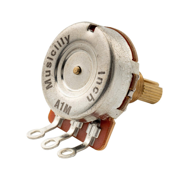 Musiclily Pro HD A1M Pots Brass Standard Split Shaft 3/8 Inch Audio Taper Potentiometers for LP/SG/Offset Style Electric Guitar Bass (Set of 4)