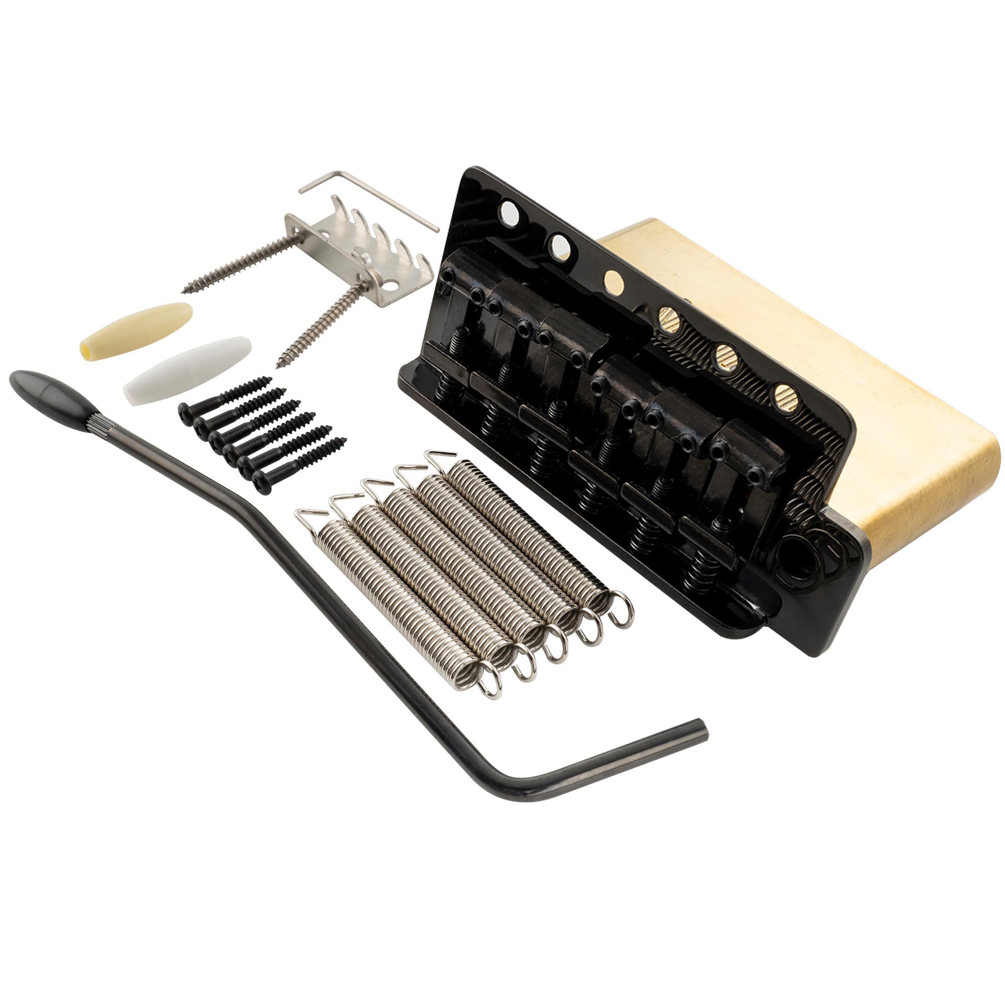 musiclily ultra 52 5mm2 1 16 inch standard 6 screw st tremolo bridge with vintage steel bent saddles 42mm solid brass block push in arm for strat style electric guitar mx2546bp