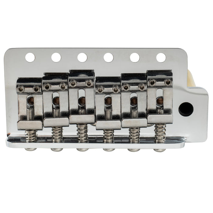 Musiclily Ultra 10.5mmピッチ 6点支持 スタンダード トレモロユニット ブリッジ ヴィンテージな鋼製プレスサドル 42mmソリッド真鍮ブロック 押し込み式アーム STストラトStratエレキギター用 ブラック