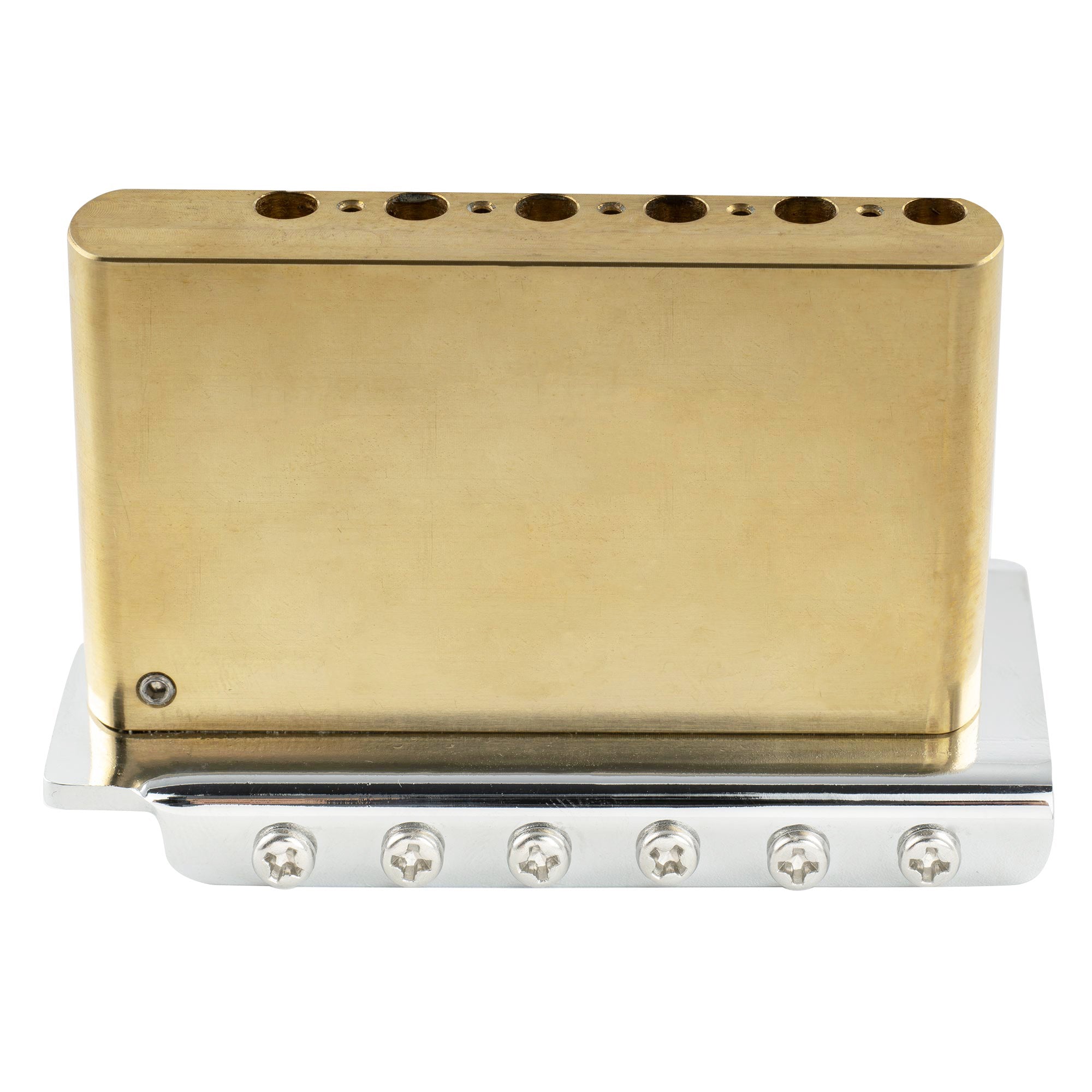 Musiclily Ultra BV008 52.5mm(2-1/16 inch) Standard 6-Screw ST Tremolo Bridge with Vintage Steel Bent Saddles 42mm Solid Brass Block Push-In Arm for Strat Style Electric Guitar