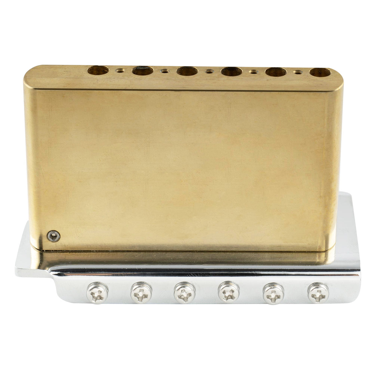 Musiclily Ultra BV008 52.5mm(2-1/16 inch) Standard 6-Screw ST Tremolo Bridge with Vintage Steel Bent Saddles 42mm Solid Brass Block Push-In Arm for Strat Style Electric Guitar