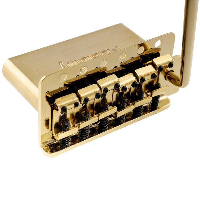 Musiclily Ultra 10.5mmピッチ 6点支持 スタンダード トレモロユニット ブリッジ ヴィンテージな鋼製プレスサドル 42mmソリッド真鍮ブロック 押し込み式アーム STストラトStratエレキギター用 ブラック