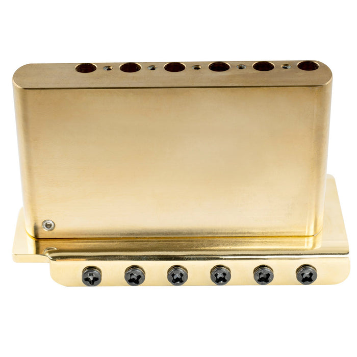 Musiclily Ultra 10.5mmピッチ 6点支持 スタンダード トレモロユニット ブリッジ ヴィンテージな鋼製プレスサドル 42mmソリッド真鍮ブロック 押し込み式アーム STストラトStratエレキギター用 ブラック