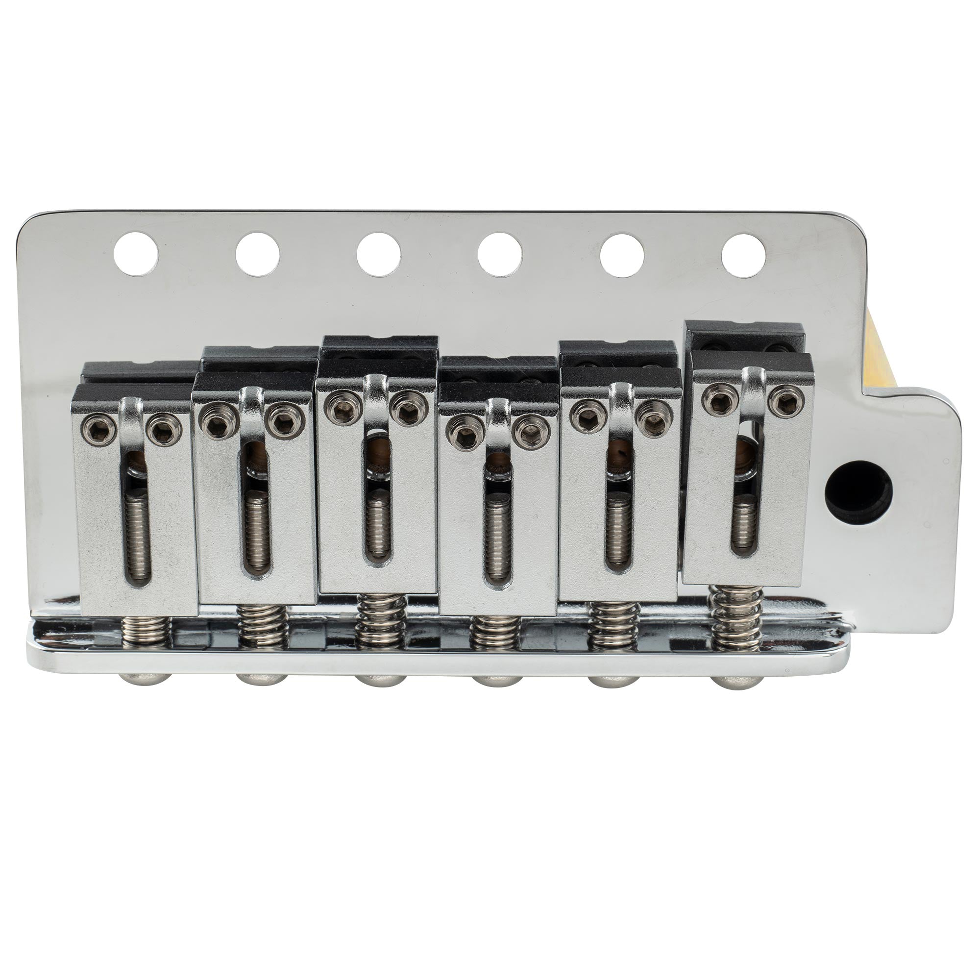 Musiclily Ultra BV009 52.5mm(2-1/16 inch) Standard 6-Screw ST Tremolo Bridge with Modern Brass Saddles 42mm Solid Brass Block Push-In Arm for Strat Style Electric Guitar