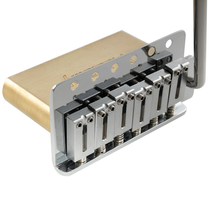 Musiclily Ultra 52,5 mm (2-1/16 Zoll) Standard 6-Schrauben ST-Tremolo-Brücke mit modernen Messing-Satteln, 42 mm massiver Messingblock, Einsteckarm für Elektrogitarren im Strat-Stil