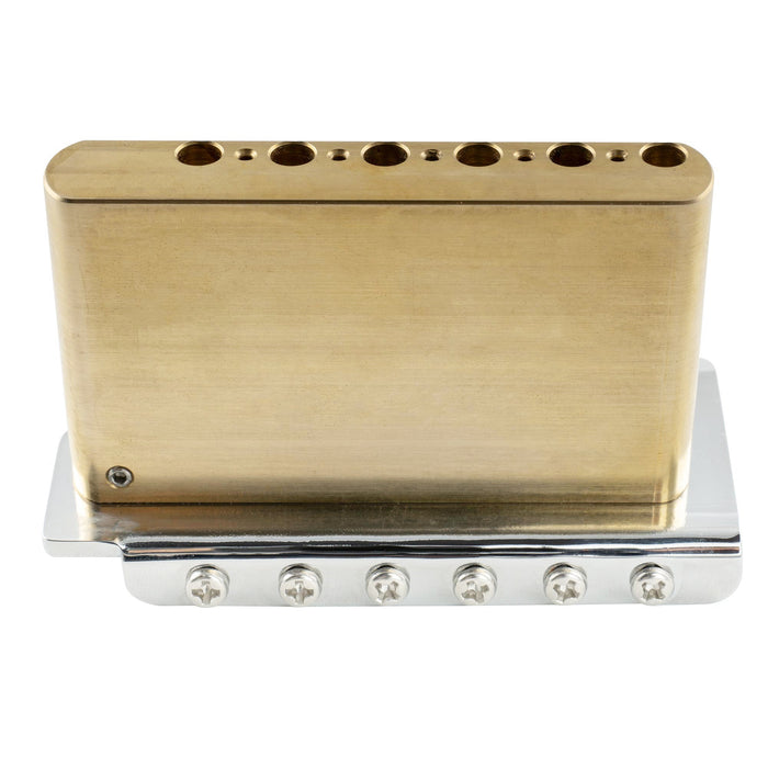 Musiclily Ultra 52,5 mm (2-1/16 Zoll) Standard 6-Schrauben ST-Tremolo-Brücke mit modernen Messing-Satteln, 42 mm massiver Messingblock, Einsteckarm für Elektrogitarren im Strat-Stil