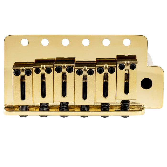Musiclily Ultra 52,5 mm (2-1/16 Zoll) Standard 6-Schrauben ST-Tremolo-Brücke mit modernen Messing-Satteln, 42 mm massiver Messingblock, Einsteckarm für Elektrogitarren im Strat-Stil